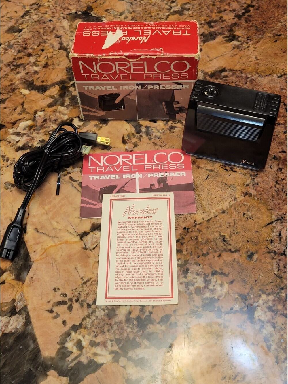 Vintage - NORELCO - Travel Presser/Iron Model HL 2105
